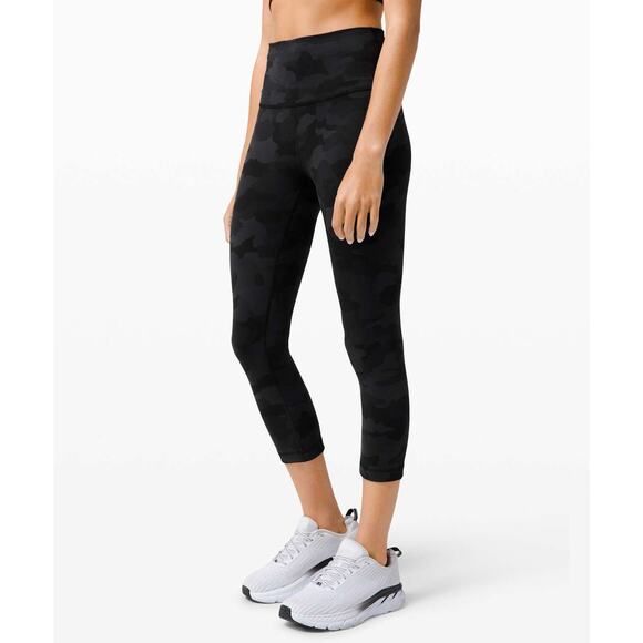 Lululemon Wunder Under Train High-Rise Crop 21" Camo Deep Coal Size 2 Leggings - Picture 1 of 8